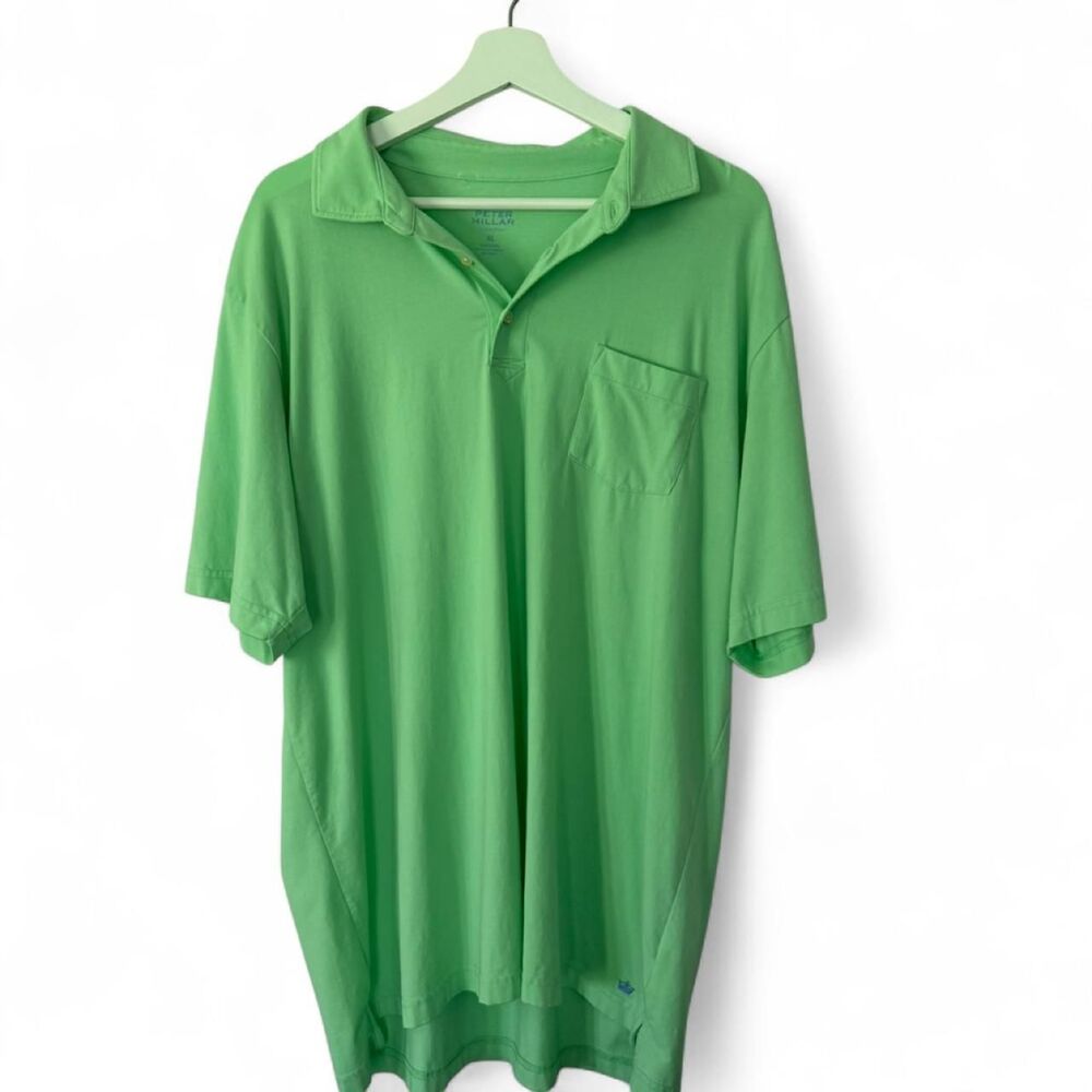 Peter Millar Seaside Wash Polo Shirt Mens XL Green Cotton Blend Golf
